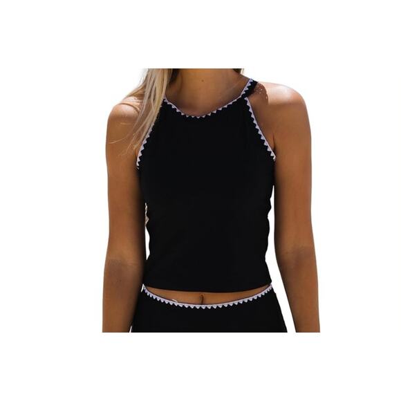 Beachsissi Tankini Two Piece Black with White Trim Swim Suit New w Tags Medium - Picture 11 of 14